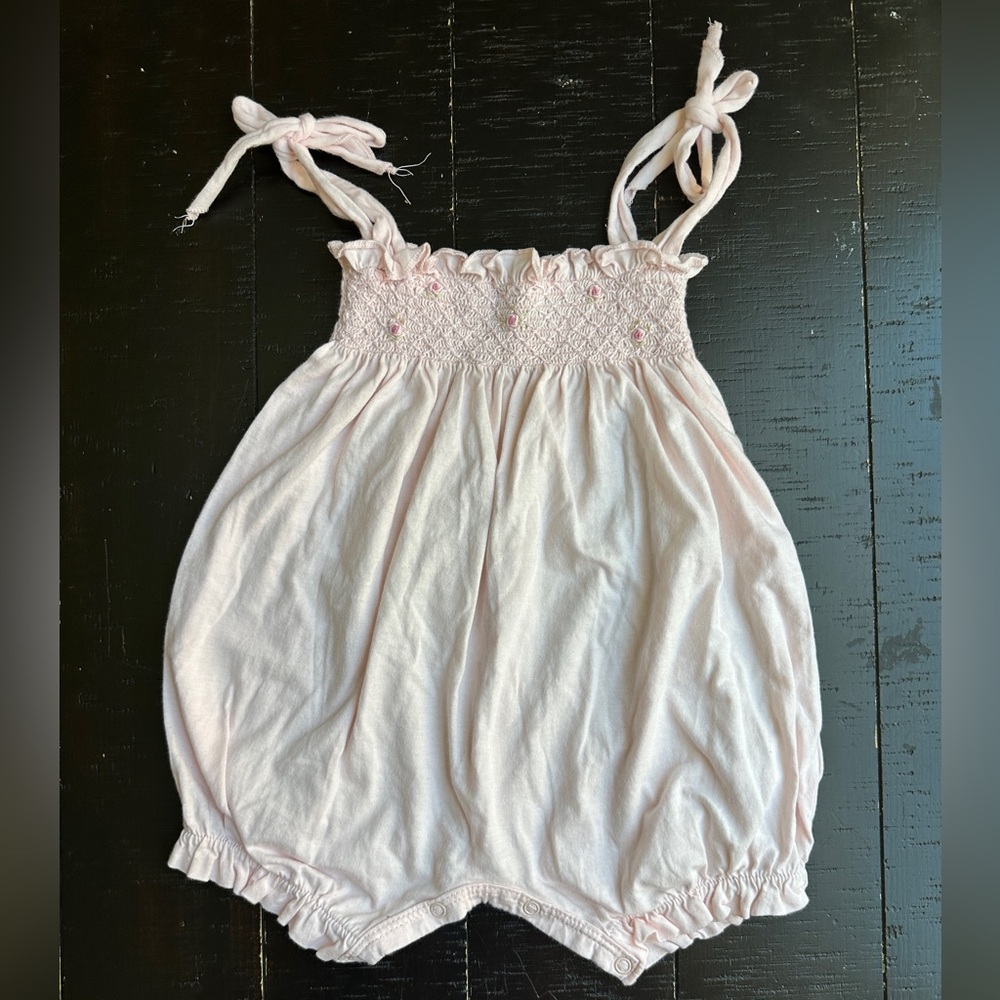 Pink Smocked Baby Romper